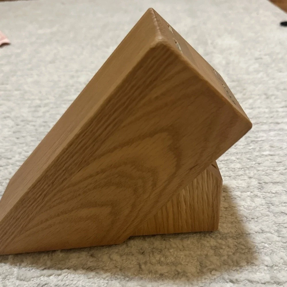 CUTCO 8 Slot Solid Wood Honey Oak Knife Block Holder Made in‎ USA Vtg